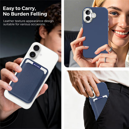 For iPhone 17 Magnetic Case Fine Grid Texture Leather Back Phone Cover with Detachable Card Holder