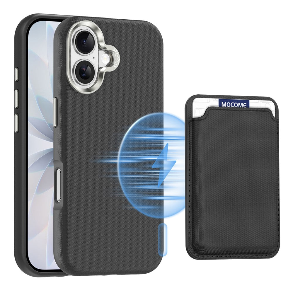 For iPhone 17 Magnetic Case Fine Grid Texture Leather Back Phone Cover with Detachable Card Holder