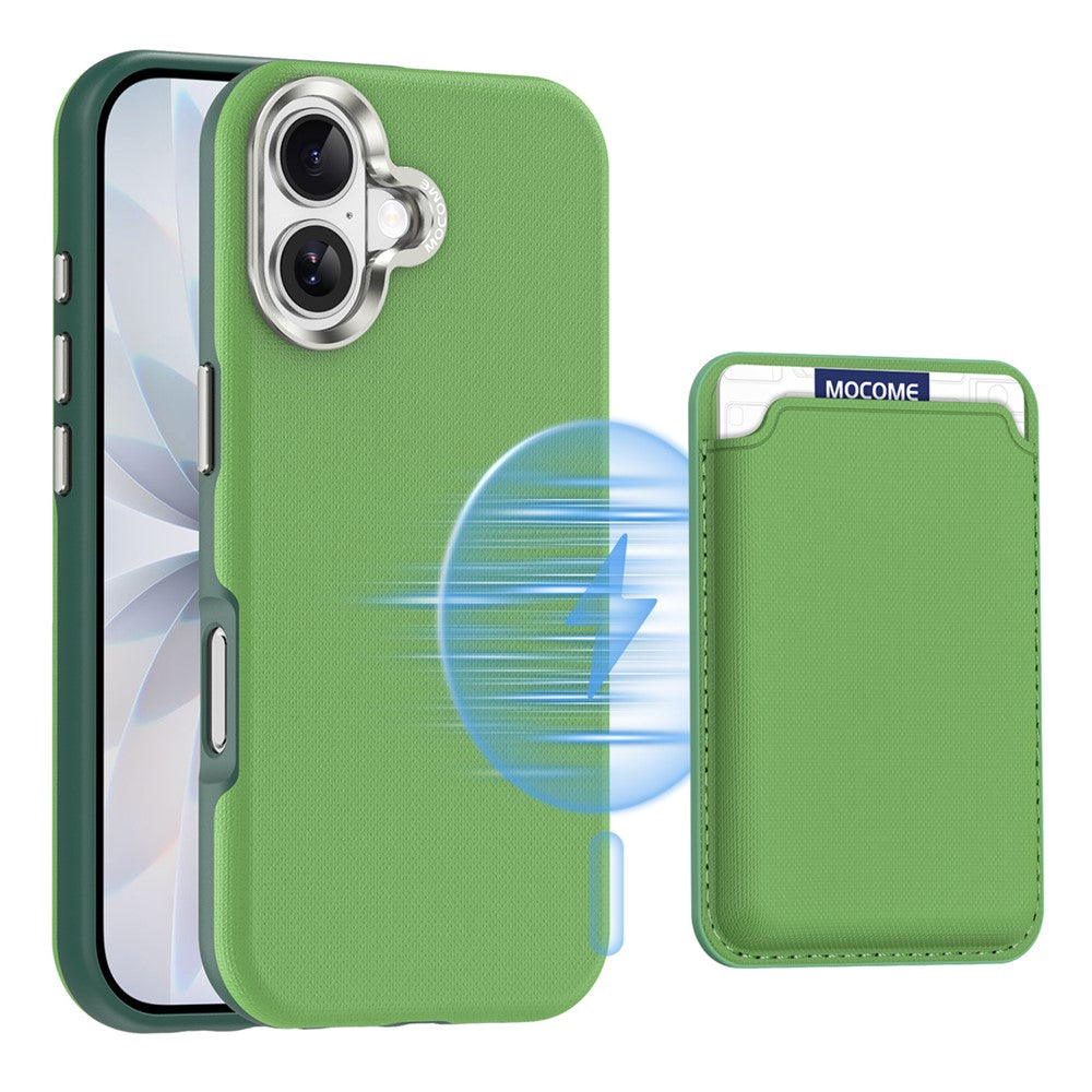 For iPhone 17 Magnetic Case Fine Grid Texture Leather Back Phone Cover with Detachable Card Holder