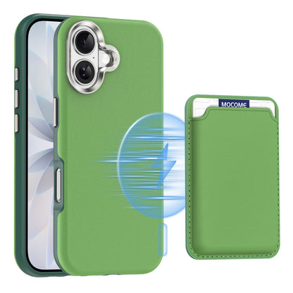 For iPhone 17 Magnetic Case Fine Grid Texture Leather Back Phone Cover with Detachable Card Holder