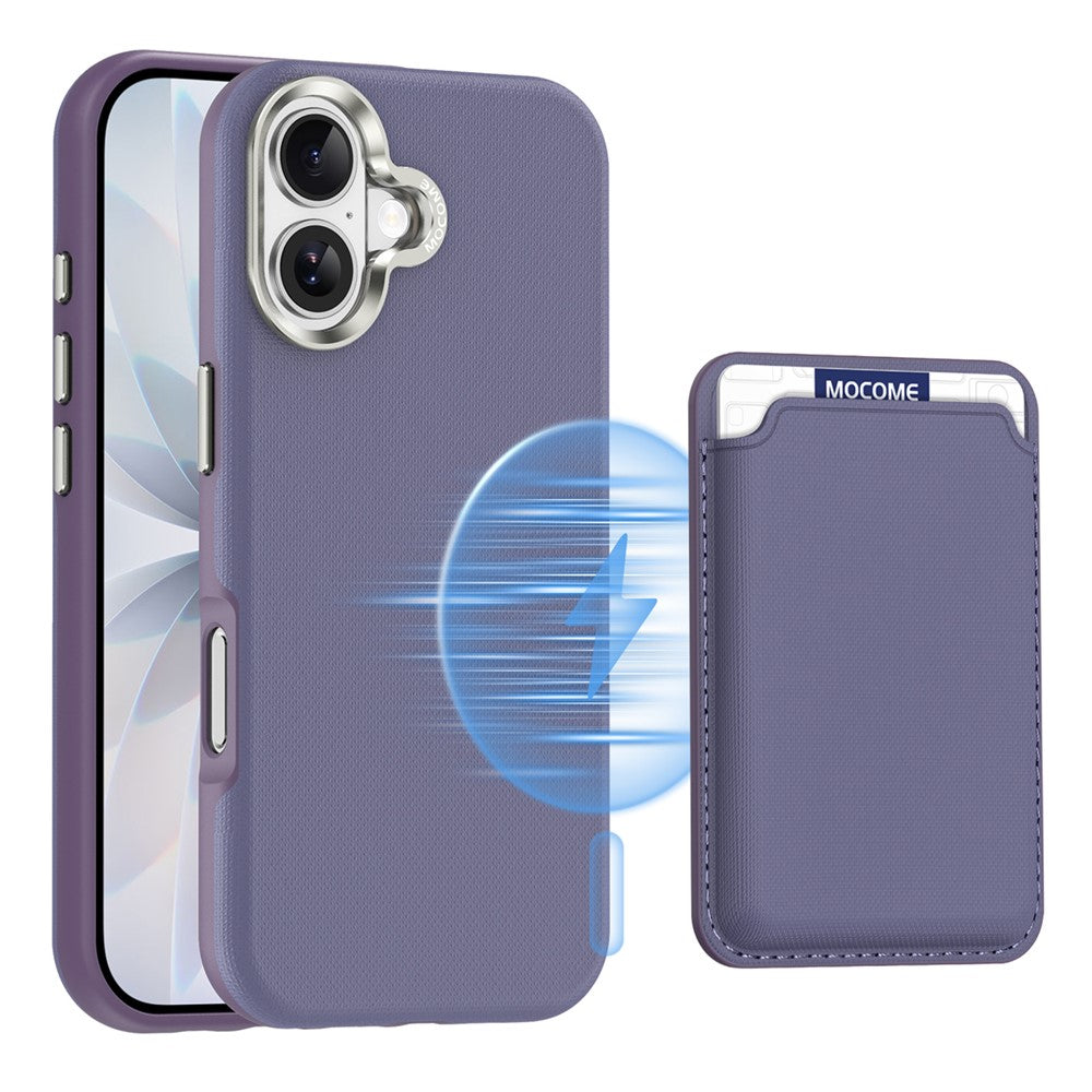 For iPhone 17 Magnetic Case Fine Grid Texture Leather Back Phone Cover with Detachable Card Holder