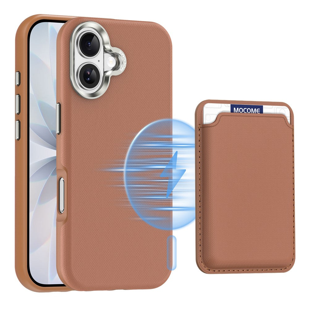 For iPhone 17 Magnetic Case Fine Grid Texture Leather Back Phone Cover with Detachable Card Holder