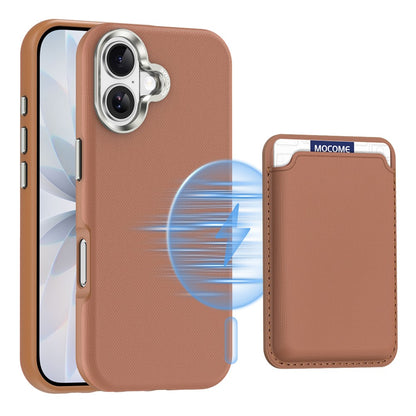For iPhone 17 Magnetic Case Fine Grid Texture Leather Back Phone Cover with Detachable Card Holder