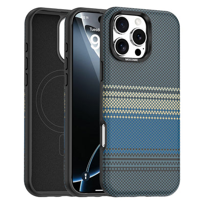 For iPhone 16 Pro Max Magnetic Case Gradient Rainbow Leather Coated TPU + PC Hybrid Shockproof Cover