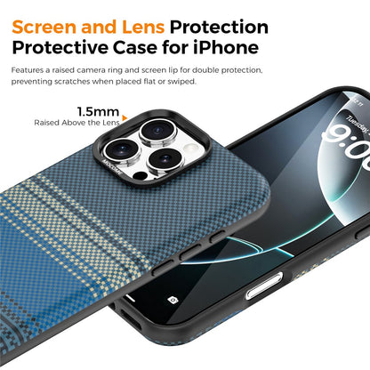 For iPhone 16 Pro Max Magnetic Case Gradient Rainbow Leather Coated TPU + PC Hybrid Shockproof Cover