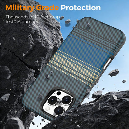 For iPhone 16 Pro Max Magnetic Case Gradient Rainbow Leather Coated TPU + PC Hybrid Shockproof Cover