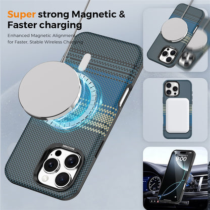 For iPhone 16 Pro Max Magnetic Case Gradient Rainbow Leather Coated TPU + PC Hybrid Shockproof Cover