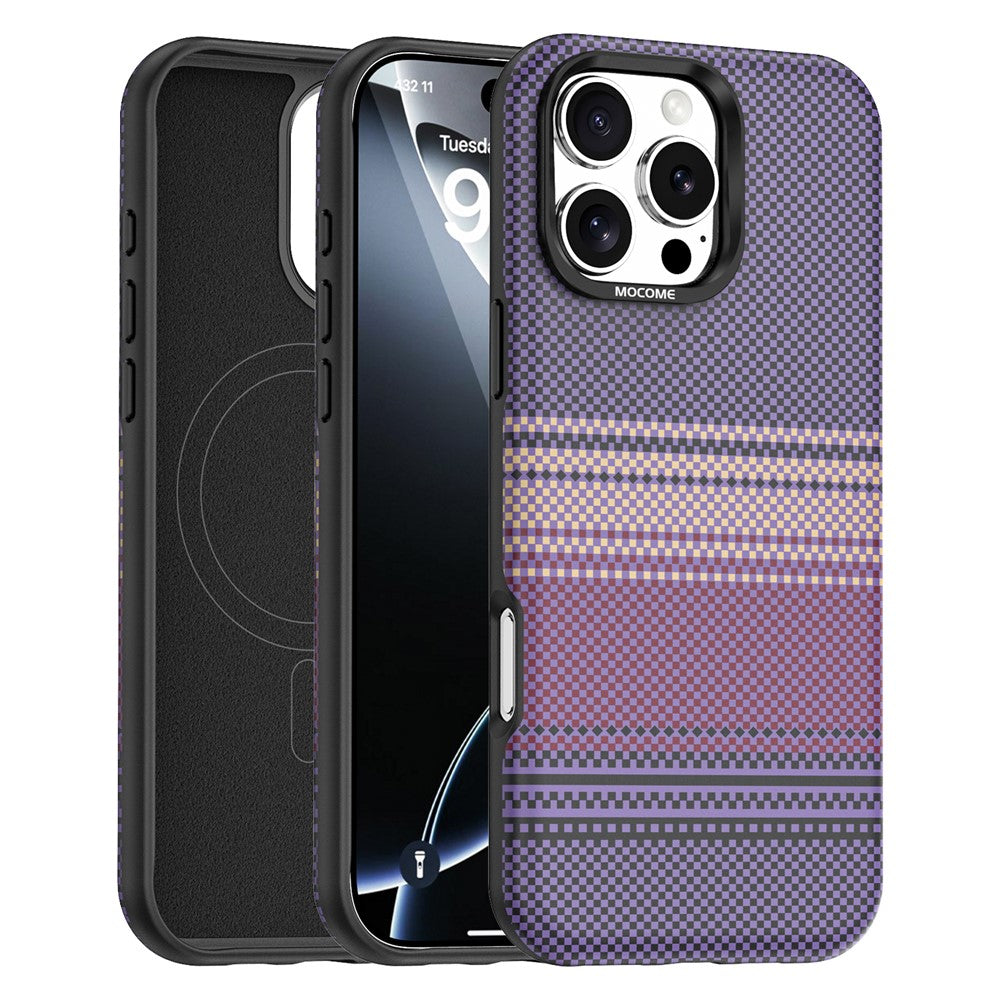 For iPhone 16 Pro Max Magnetic Case Gradient Rainbow Leather Coated TPU + PC Hybrid Shockproof Cover