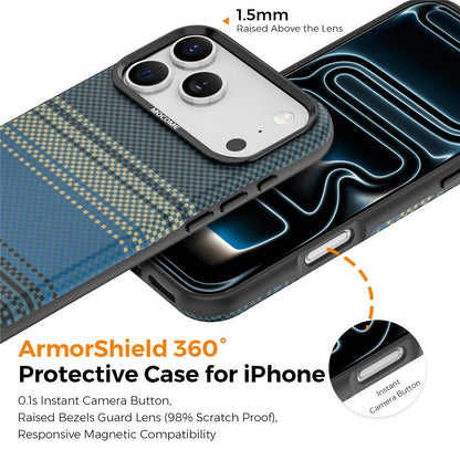 For iPhone 17 Pro Magnetic Case Gradient Rainbow Leather Coated TPU + PC Hybrid Shockproof Cover
