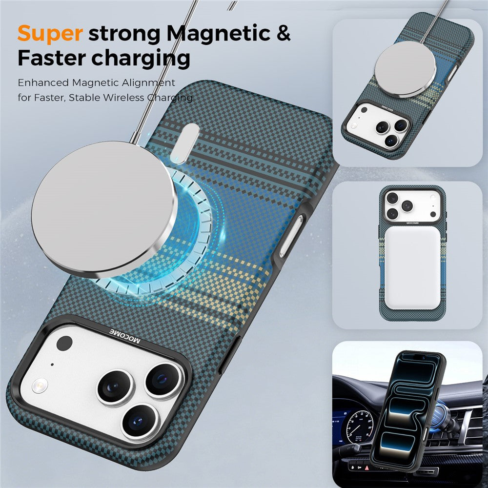 For iPhone 17 Pro Magnetic Case Gradient Rainbow Leather Coated TPU + PC Hybrid Shockproof Cover