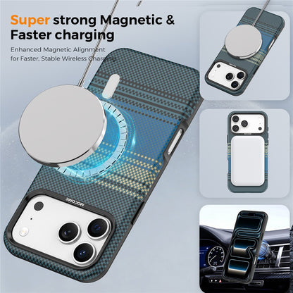 For iPhone 17 Pro Magnetic Case Gradient Rainbow Leather Coated TPU + PC Hybrid Shockproof Cover
