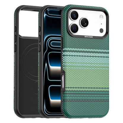 For iPhone 17 Pro Magnetic Case Gradient Rainbow Leather Coated TPU + PC Hybrid Shockproof Cover