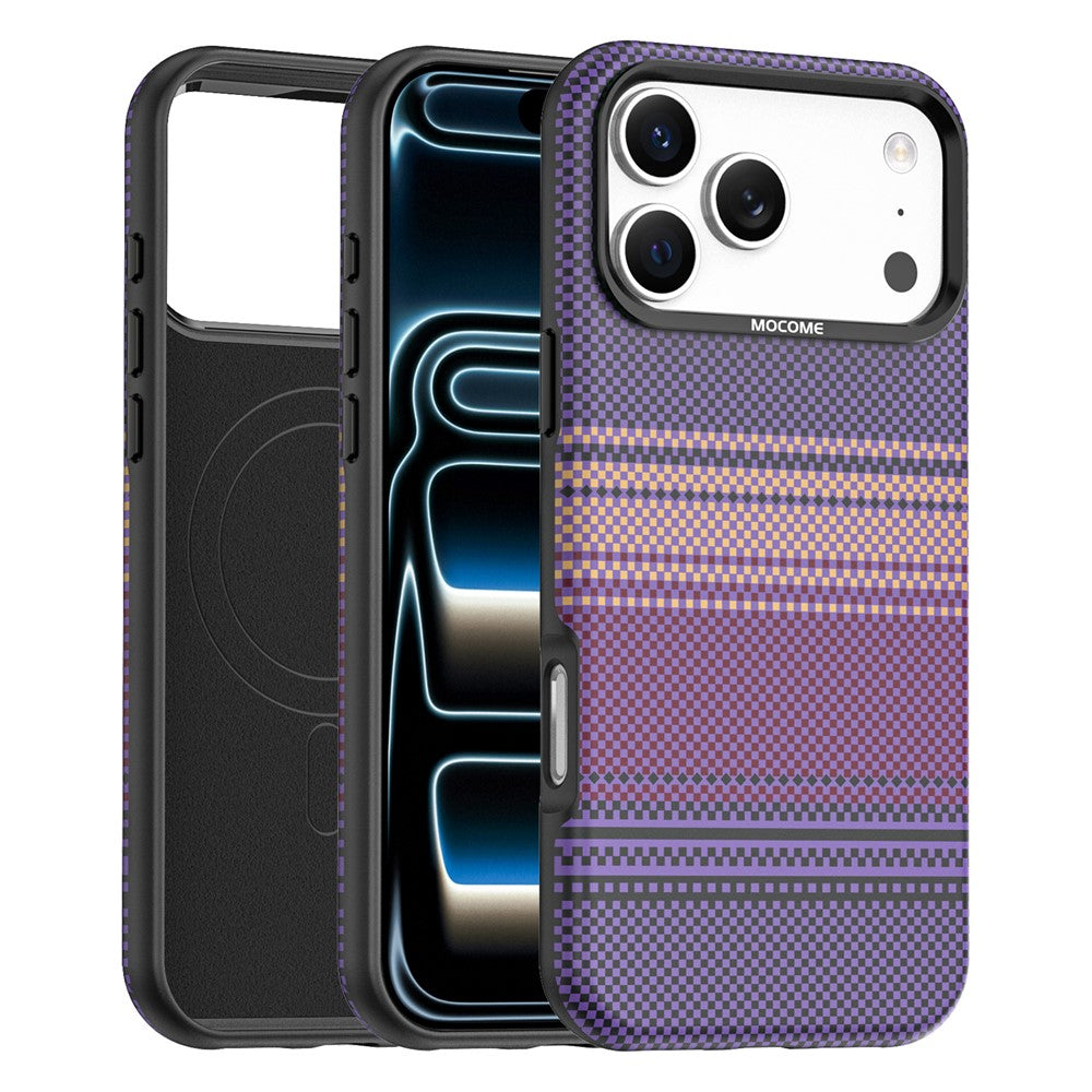 For iPhone 17 Pro Magnetic Case Gradient Rainbow Leather Coated TPU + PC Hybrid Shockproof Cover
