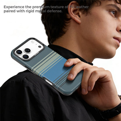 For iPhone 17 Pro Max Magnetic Case Gradient Rainbow Leather Coated TPU + PC Hybrid Shockproof Cover