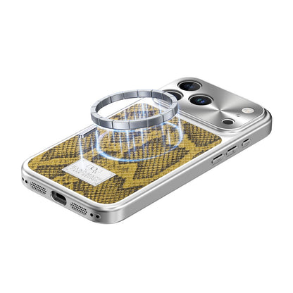 For iPhone 17 Pro Max Magnetic Case Snake Pattern Anti-Scratch PU Leather + PC + TPU Phone Cover