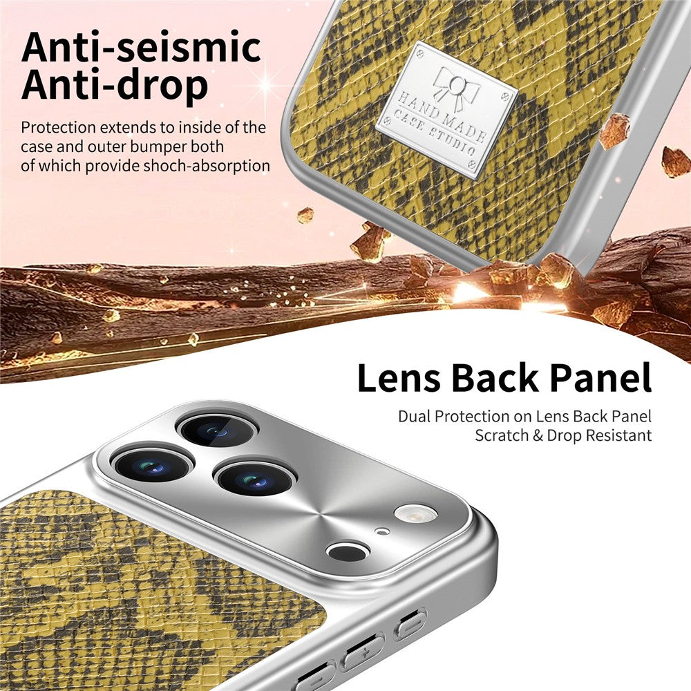 For iPhone 17 Pro Max Magnetic Case Snake Pattern Anti-Scratch PU Leather + PC + TPU Phone Cover