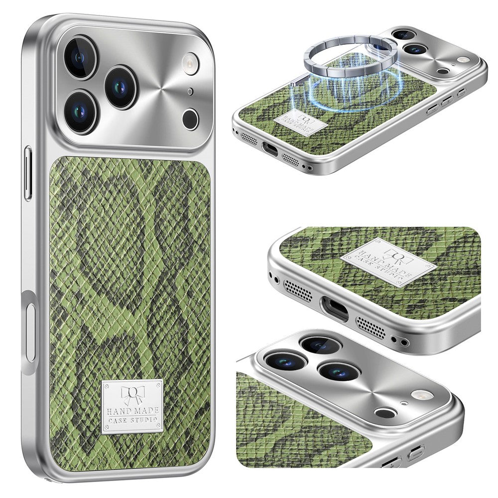 For iPhone 17 Pro Max Magnetic Case Snake Pattern Anti-Scratch PU Leather + PC + TPU Phone Cover