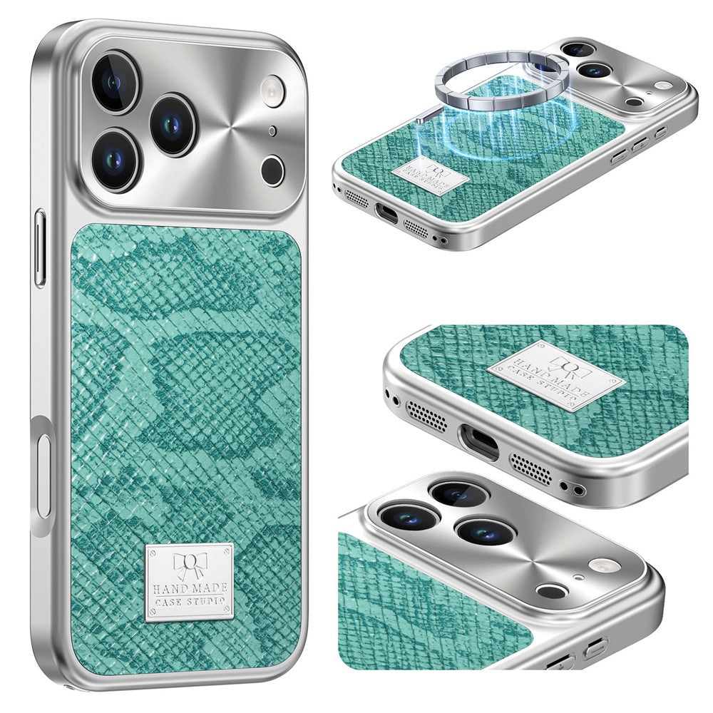 For iPhone 17 Pro Max Magnetic Case Snake Pattern Anti-Scratch PU Leather + PC + TPU Phone Cover