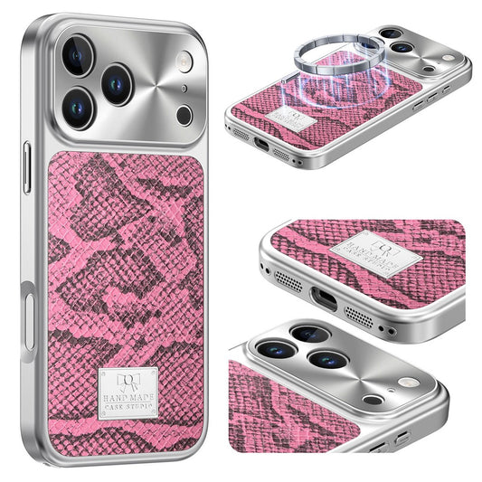 For iPhone 17 Pro Max Magnetic Case Snake Pattern Anti-Scratch PU Leather + PC + TPU Phone Cover