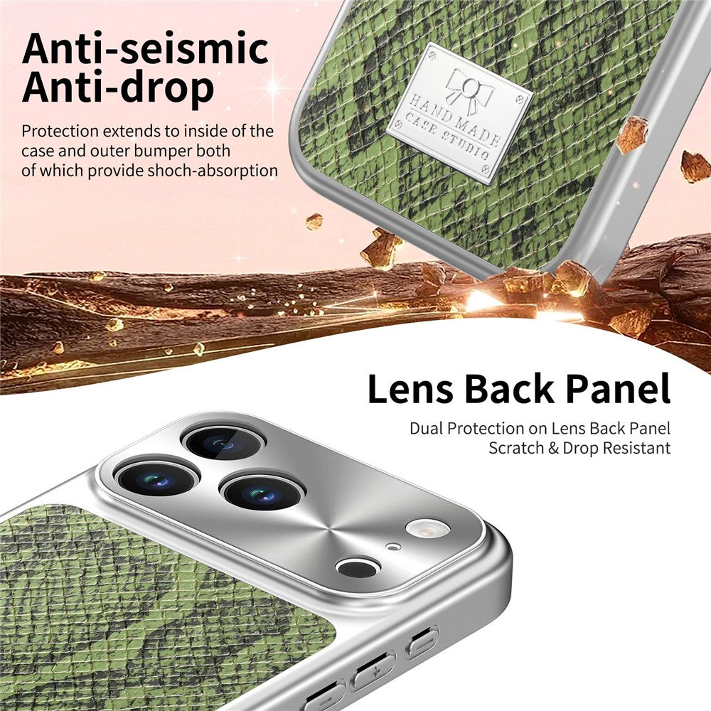 For iPhone 18 Pro / 17 Pro Magnetic Case Snake Pattern Anti-Scratch PU Leather + PC + TPU Phone Cover