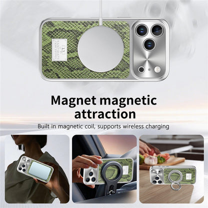 For iPhone 18 Pro / 17 Pro Magnetic Case Snake Pattern Anti-Scratch PU Leather + PC + TPU Phone Cover
