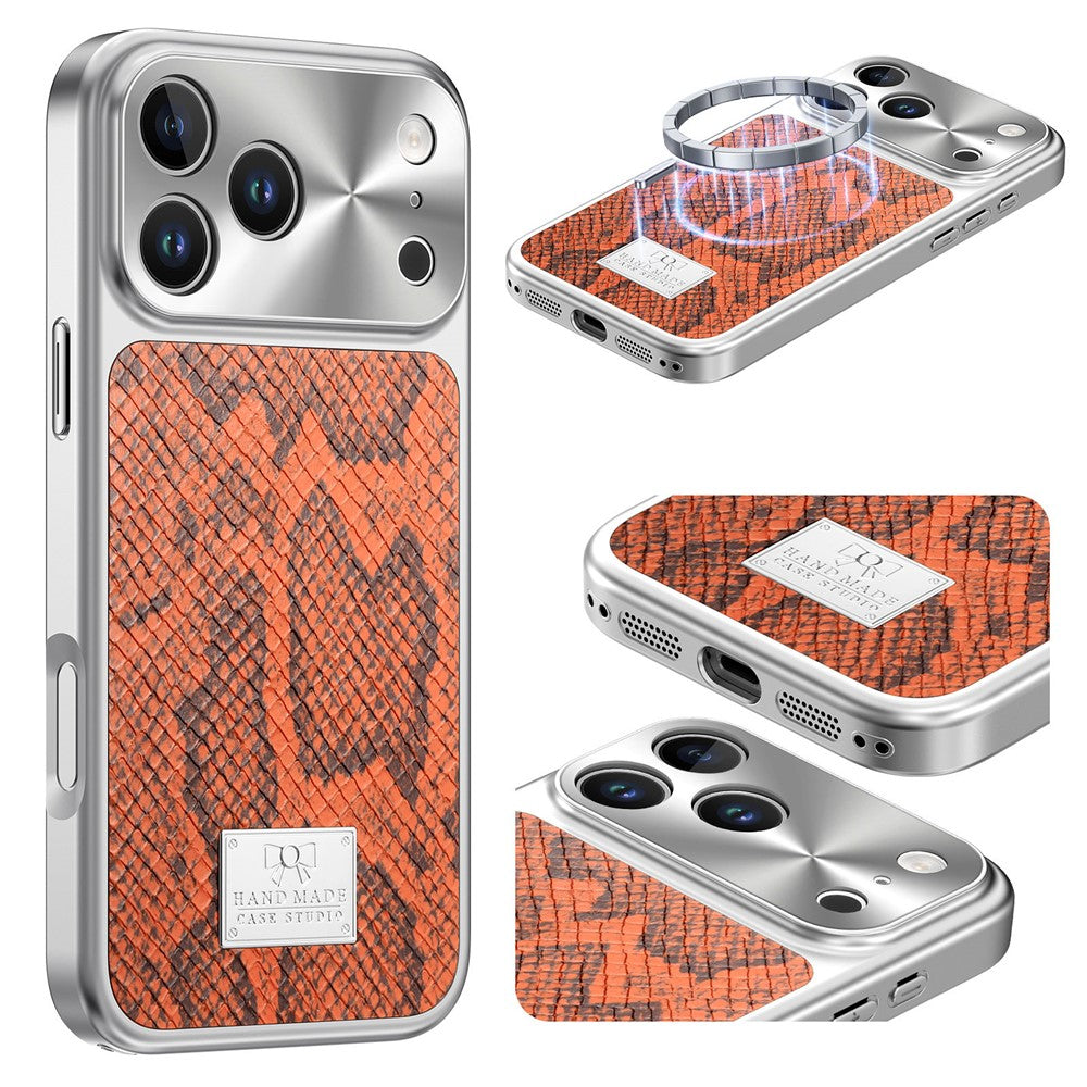 For iPhone 18 Pro / 17 Pro Magnetic Case Snake Pattern Anti-Scratch PU Leather + PC + TPU Phone Cover