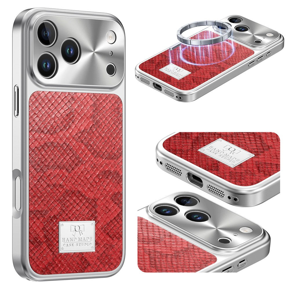 For iPhone 18 Pro / 17 Pro Magnetic Case Snake Pattern Anti-Scratch PU Leather + PC + TPU Phone Cover