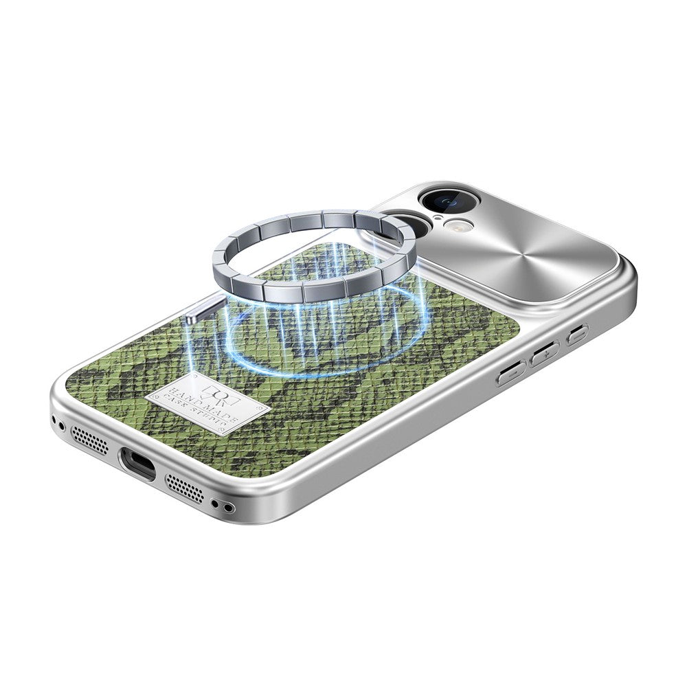 For iPhone 17 Magnetic Case Snake Pattern Anti-Scratch PU Leather + PC + TPU Phone Cover