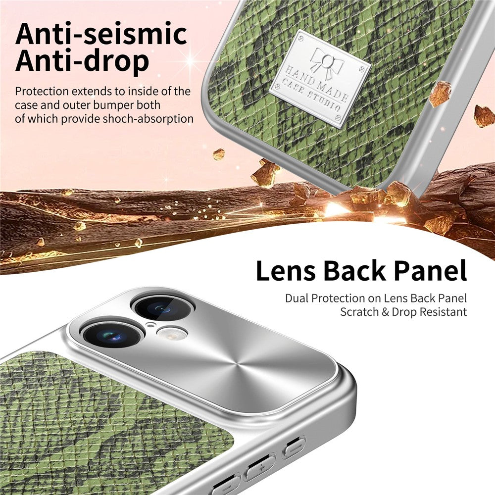 For iPhone 17 Magnetic Case Snake Pattern Anti-Scratch PU Leather + PC + TPU Phone Cover