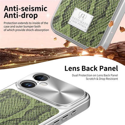 For iPhone 17 Magnetic Case Snake Pattern Anti-Scratch PU Leather + PC + TPU Phone Cover