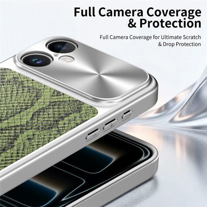 For iPhone 17 Magnetic Case Snake Pattern Anti-Scratch PU Leather + PC + TPU Phone Cover