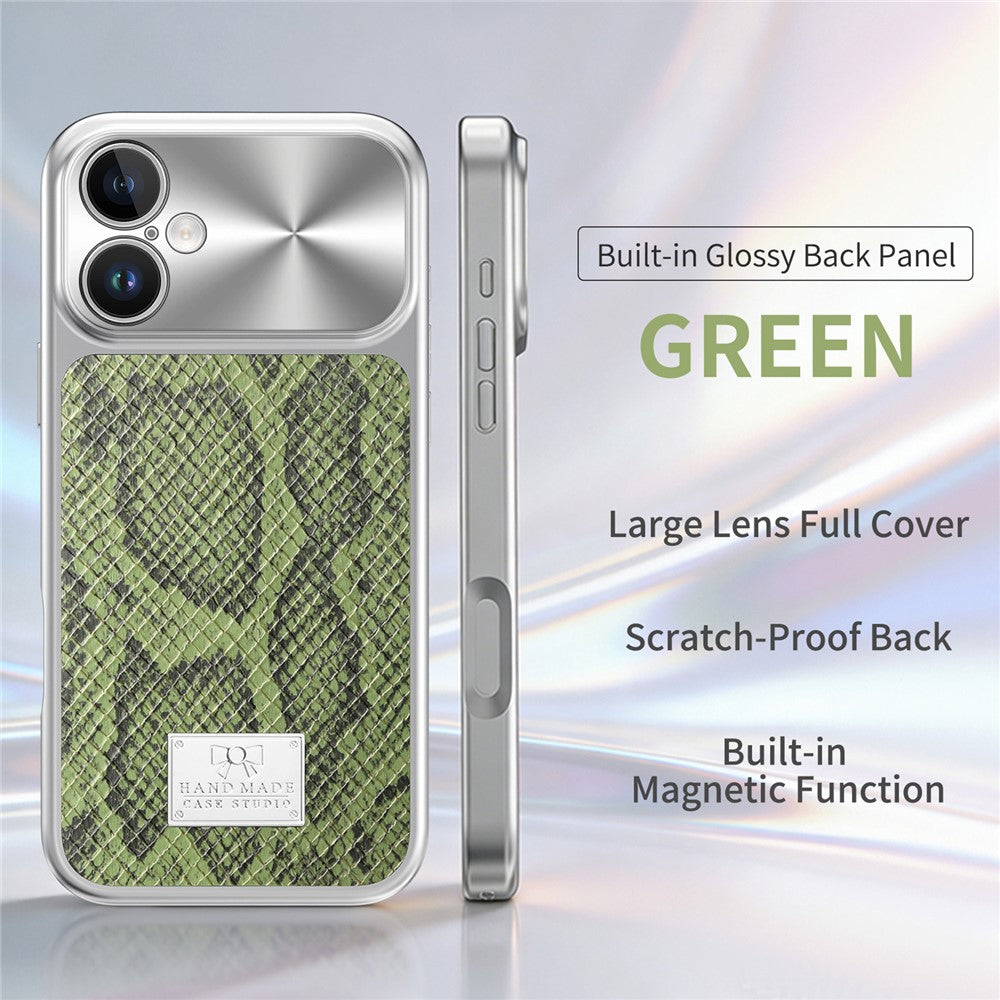 For iPhone 17 Magnetic Case Snake Pattern Anti-Scratch PU Leather + PC + TPU Phone Cover