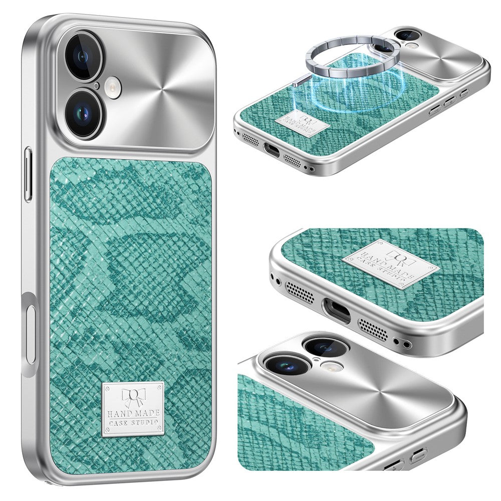 For iPhone 17 Magnetic Case Snake Pattern Anti-Scratch PU Leather + PC + TPU Phone Cover