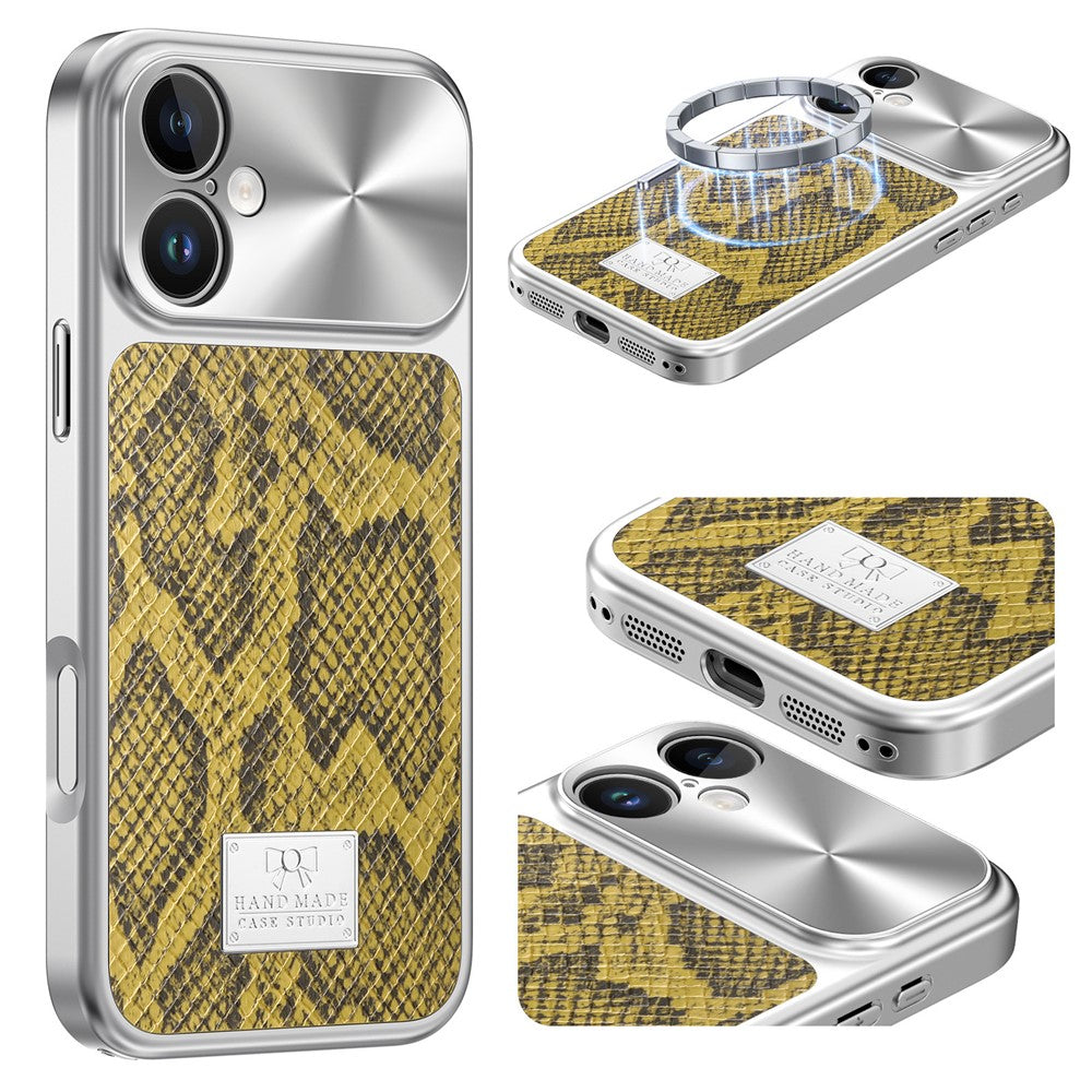For iPhone 17 Magnetic Case Snake Pattern Anti-Scratch PU Leather + PC + TPU Phone Cover
