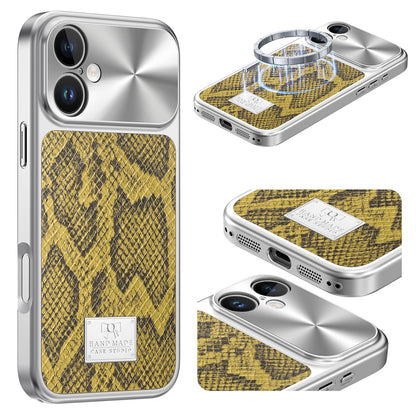 For iPhone 17 Magnetic Case Snake Pattern Anti-Scratch PU Leather + PC + TPU Phone Cover