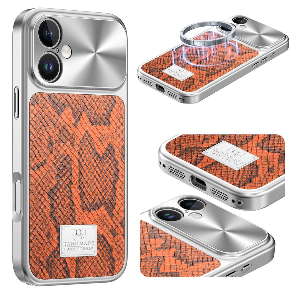 For iPhone 17 Magnetic Case Snake Pattern Anti-Scratch PU Leather + PC + TPU Phone Cover