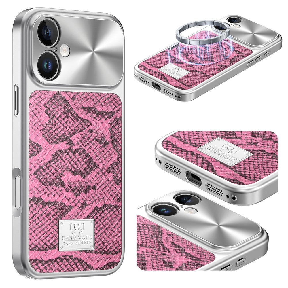 For iPhone 17 Magnetic Case Snake Pattern Anti-Scratch PU Leather + PC + TPU Phone Cover
