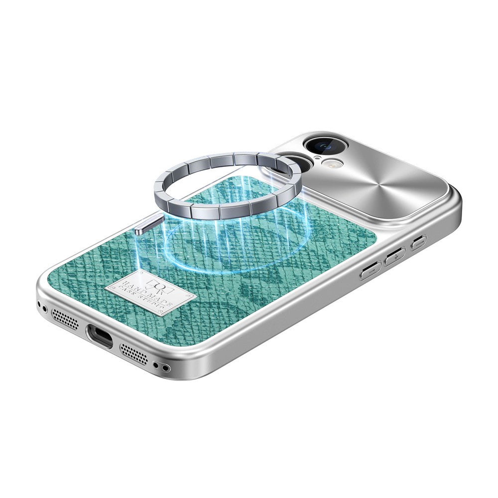 For iPhone 16 Magnetic Case Snake Pattern Anti-Scratch PU Leather + PC + TPU Phone Cover