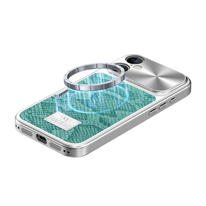 For iPhone 16 Magnetic Case Snake Pattern Anti-Scratch PU Leather + PC + TPU Phone Cover