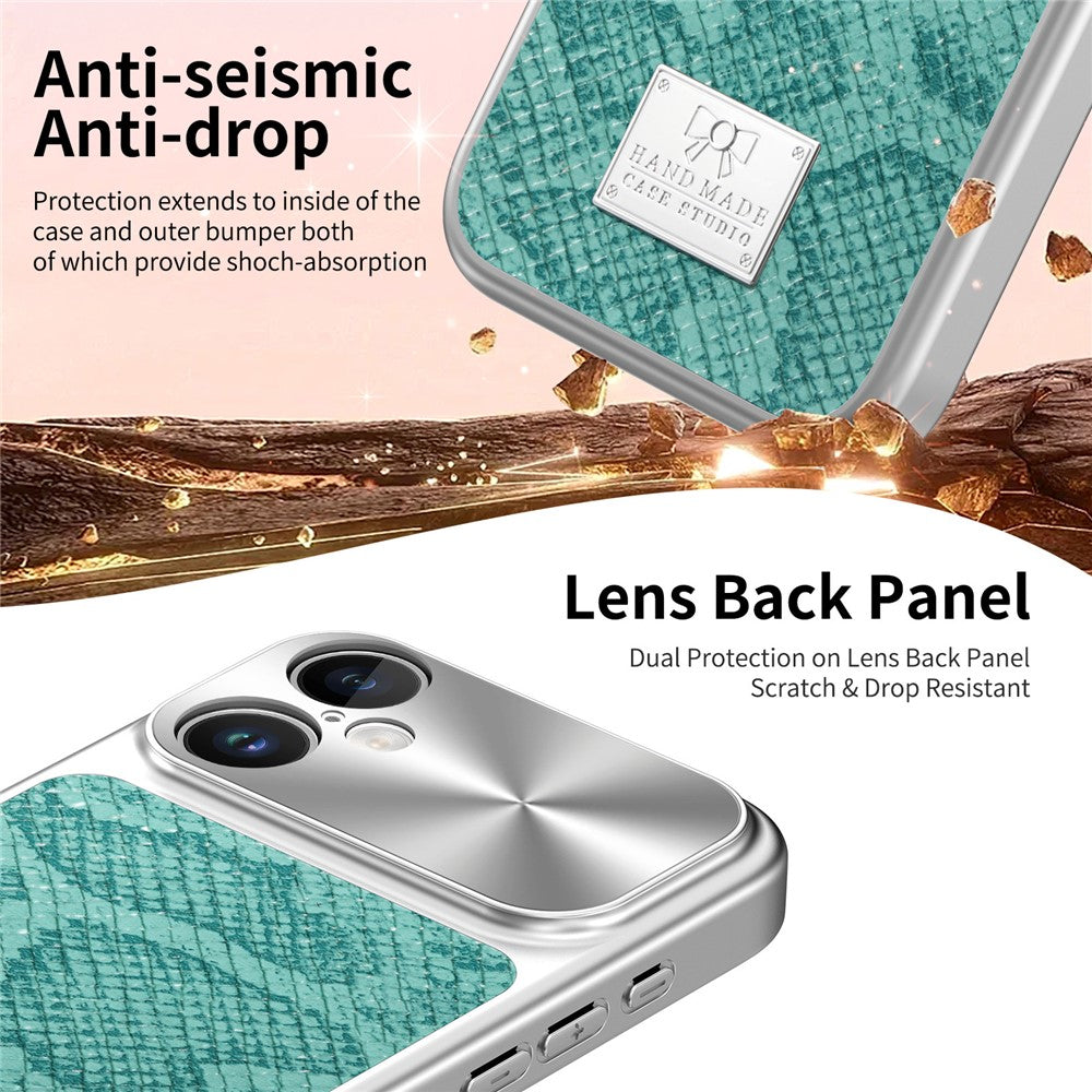 For iPhone 16 Magnetic Case Snake Pattern Anti-Scratch PU Leather + PC + TPU Phone Cover