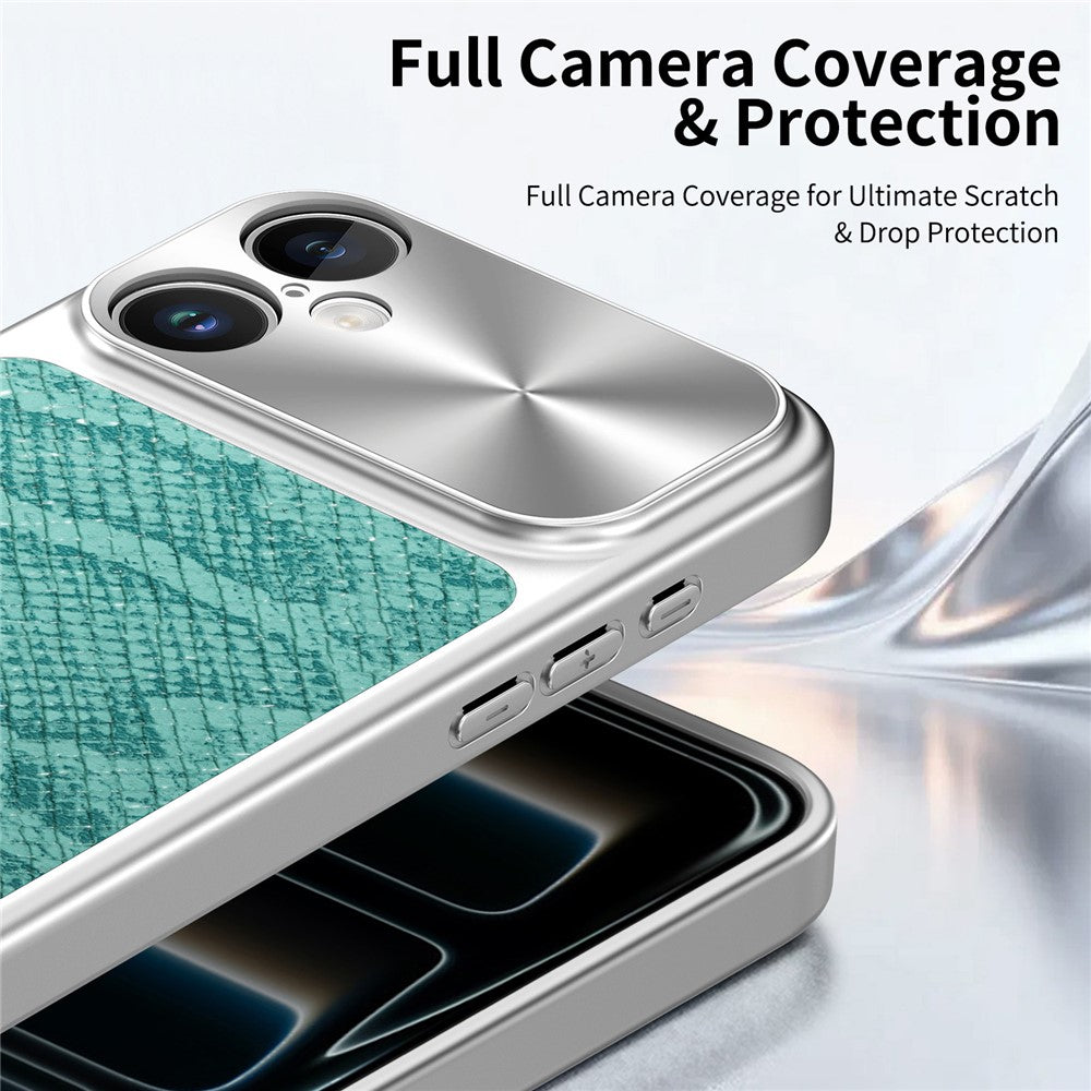 For iPhone 16 Magnetic Case Snake Pattern Anti-Scratch PU Leather + PC + TPU Phone Cover