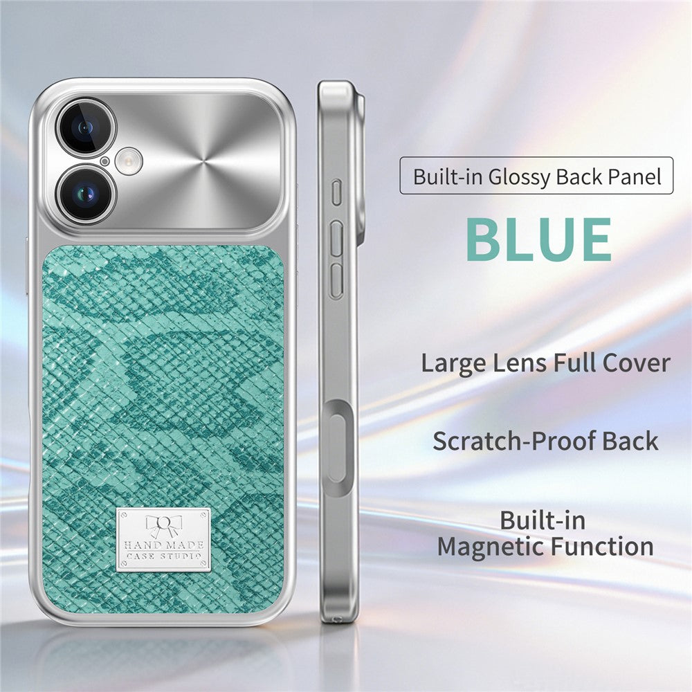 For iPhone 16 Magnetic Case Snake Pattern Anti-Scratch PU Leather + PC + TPU Phone Cover
