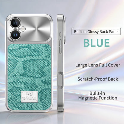 For iPhone 16 Magnetic Case Snake Pattern Anti-Scratch PU Leather + PC + TPU Phone Cover