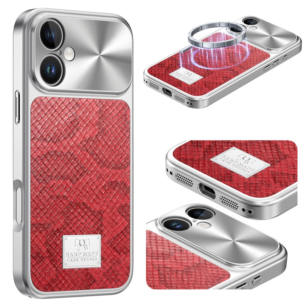 For iPhone 16 Magnetic Case Snake Pattern Anti-Scratch PU Leather + PC + TPU Phone Cover