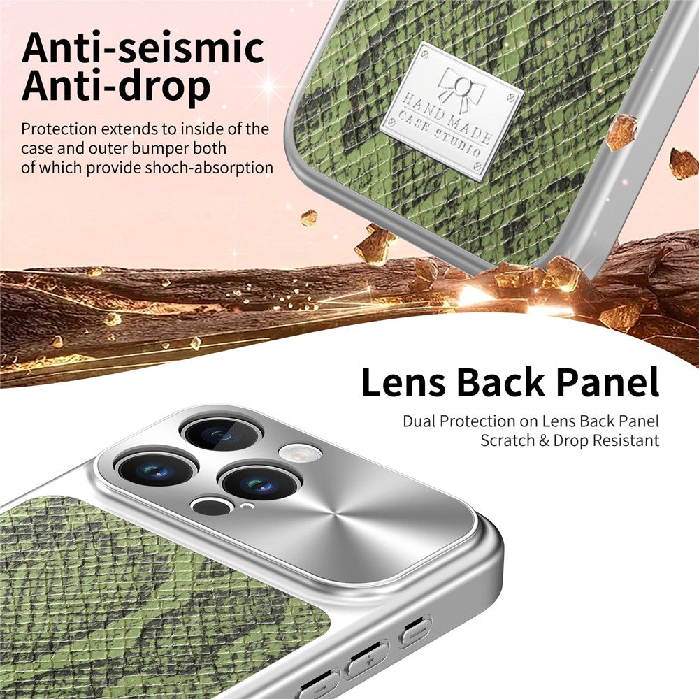 For iPhone 16 Pro Magnetic Case Snake Pattern Anti-Scratch PU Leather + PC + TPU Phone Cover