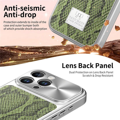 For iPhone 16 Pro Magnetic Case Snake Pattern Anti-Scratch PU Leather + PC + TPU Phone Cover