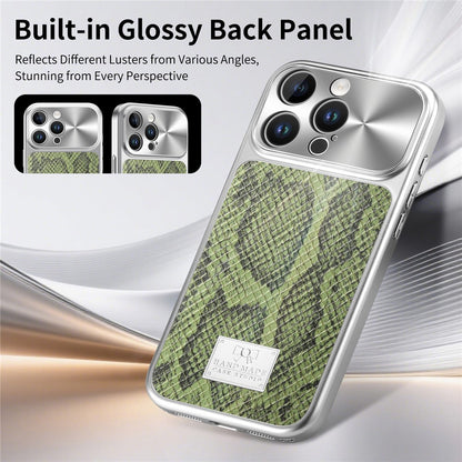 For iPhone 16 Pro Magnetic Case Snake Pattern Anti-Scratch PU Leather + PC + TPU Phone Cover