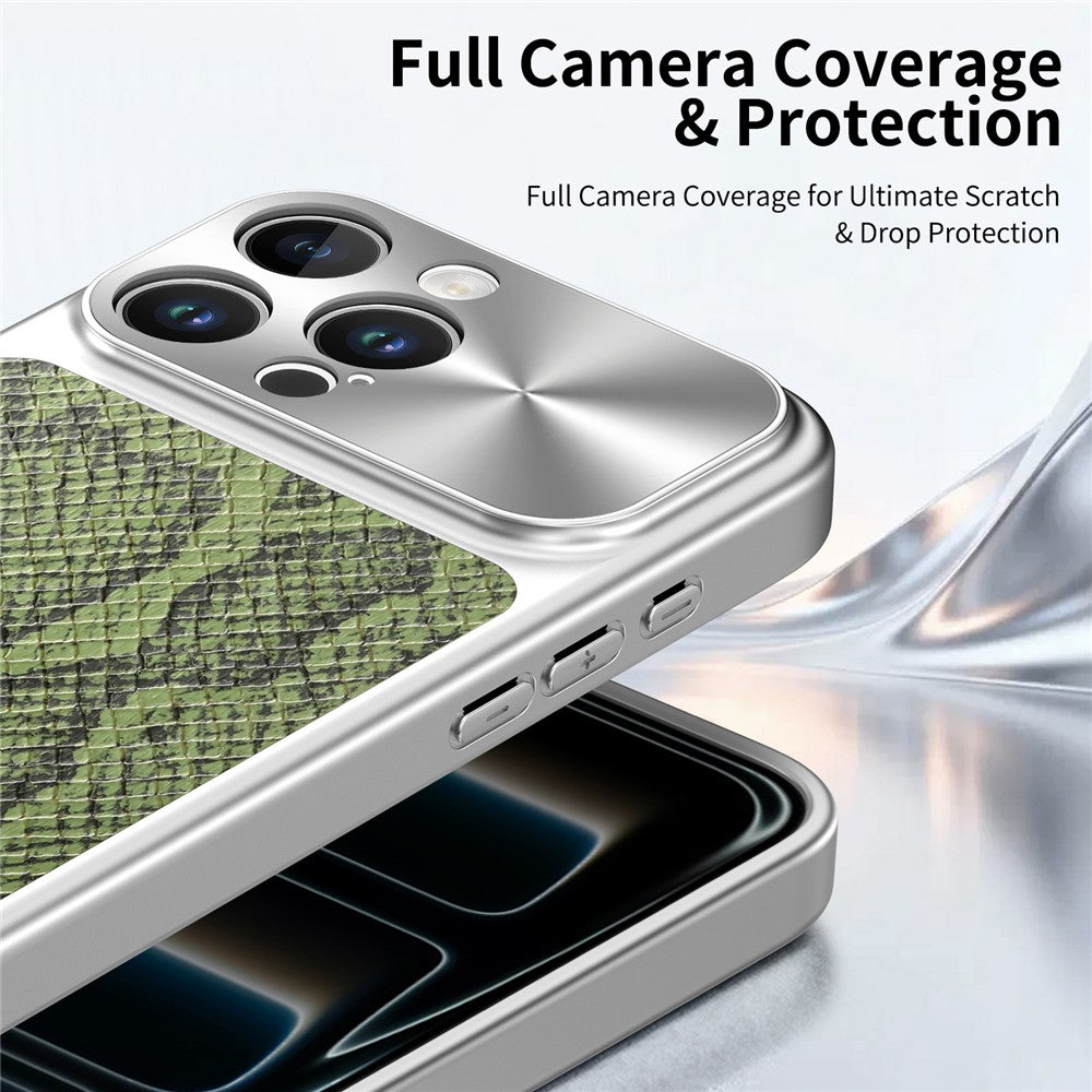 For iPhone 16 Pro Magnetic Case Snake Pattern Anti-Scratch PU Leather + PC + TPU Phone Cover