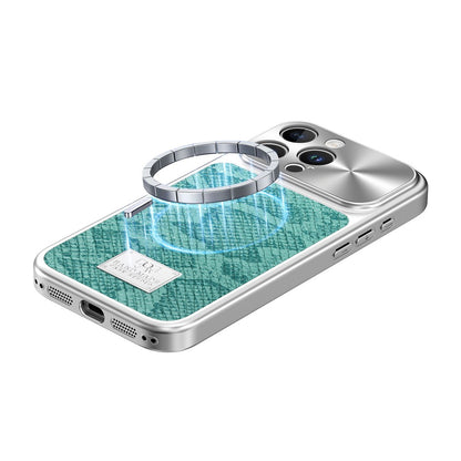 For iPhone 16 Pro Max Magnetic Case Snake Pattern Anti-Scratch PU Leather + PC + TPU Phone Cover