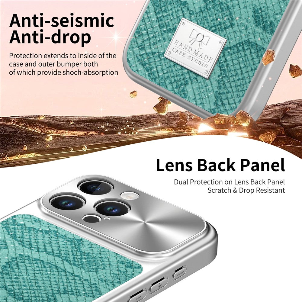 For iPhone 16 Pro Max Magnetic Case Snake Pattern Anti-Scratch PU Leather + PC + TPU Phone Cover